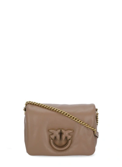 Shop Pinko Love Click Baby Shoulder Bag In Brown
