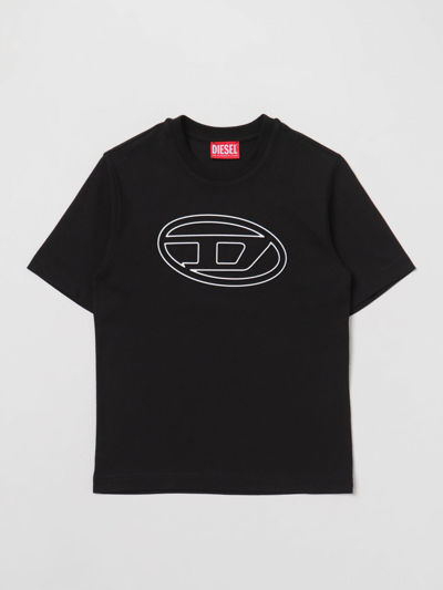 Shop Diesel Oval D Cotton T-shirt In Black