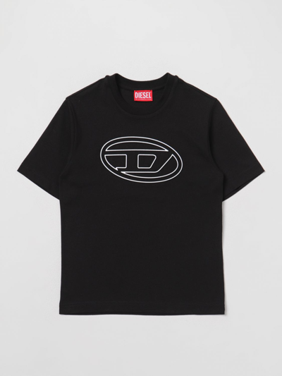 Diesel Oval D Logo-print Cotton T-shirt In Black