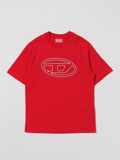 Shop Diesel Oval D Cotton T-shirt In Red