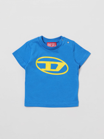 Shop Diesel T-shirt With Logo In Royal Blue