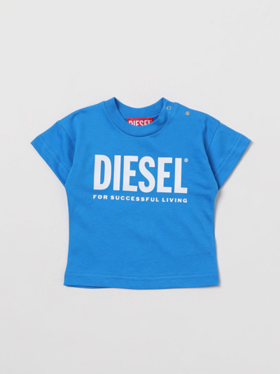 Shop Diesel T-shirt With Logo Print In Royal Blue