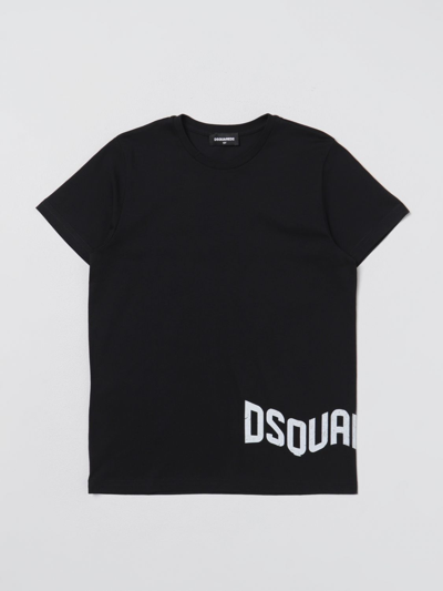 Shop Dsquared2 Junior T-shirt With Logo Print In Black