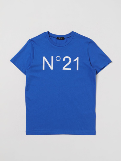 Shop N°21 T-shirt With Logo Print In Royal Blue