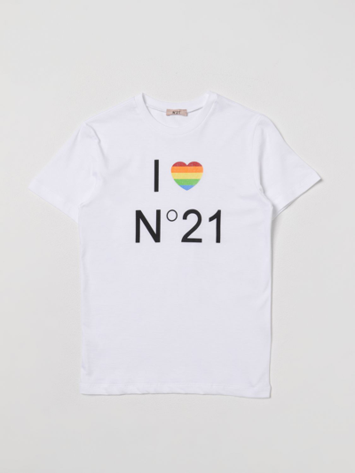 Shop N°21 Cotton T-shirt With I Love  Print In White