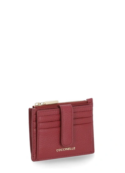 Coccinelle Sleek Minimalist Wallets For Essentials In Burgundy