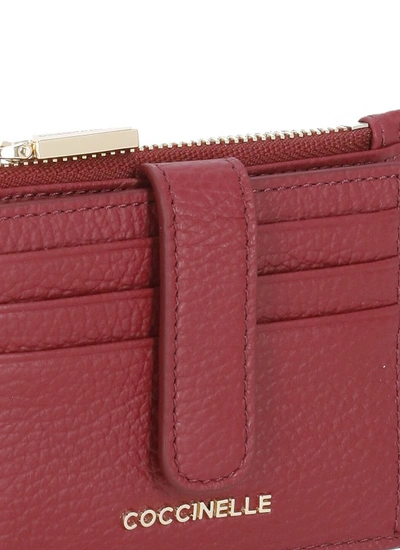 Coccinelle Sleek Minimalist Wallets For Essentials In Burgundy