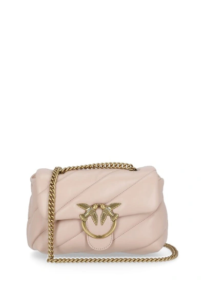 Shop Pinko Love Mini Puff Shoulder Bag In Neutrals