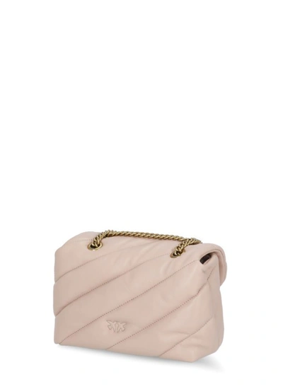 Shop Pinko Love Mini Puff Shoulder Bag In Neutrals