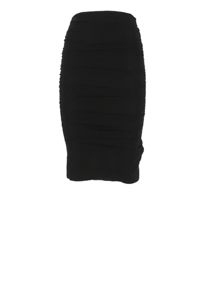 Shop Pinko Georgette Draped Skirt In Black