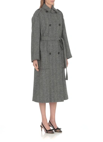 Shop Red Valentino Double Breasted Coat In Grey