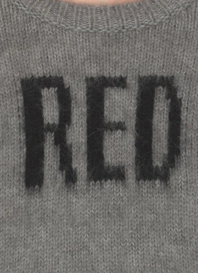 Shop Red Valentino Cropped Sweater With Logo In Grey