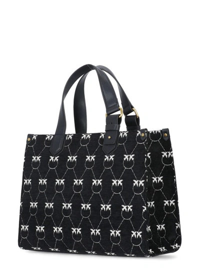 Shop Pinko Shopper Bag With Monogram In Black
