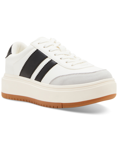 Shop Madden Girl Navida Lace-up Low-top Platform Sneakers In White,black,grey