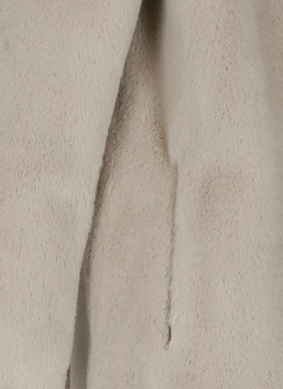 Herno Faux-fur Single-breasted Long Sleeved Coat In Neutrals