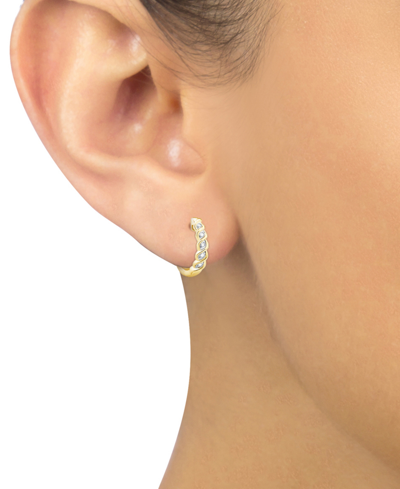 Macy's Diamond Twist Small Hoop Earrings (1/10 Ct. T.w.) In 10k Gold In Yellow Gold