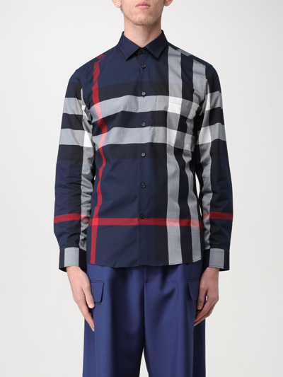 Shop Burberry Shirt  Men Color Navy