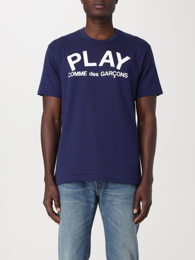 Shop Comme Des Garçons Play T-shirt Comme Des Garcons Play Men Color Blue