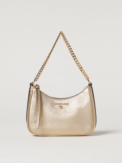 Shop Michael Kors Michael  Jet Set Bag In Laminated Leather In Gold