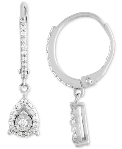 Shop Forever Grown Diamonds Lab Grown Diamond Teardrop Dangle Hoop Earrings (1/4 Ct. T.w.) In Sterling Silver