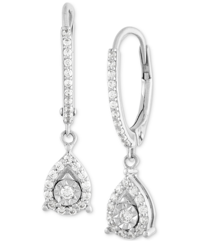 Shop Forever Grown Diamonds Lab Grown Diamond Teardrop Dangle Hoop Earrings (1/4 Ct. T.w.) In Sterling Silver