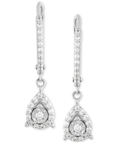 Shop Forever Grown Diamonds Lab Grown Diamond Teardrop Dangle Hoop Earrings (1/4 Ct. T.w.) In Sterling Silver