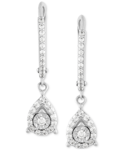 Forever Grown Diamonds Lab Grown Diamond Teardrop Dangle Hoop Earrings (1/4 Ct. T.w.) In Sterling Silver In Sterling Silver