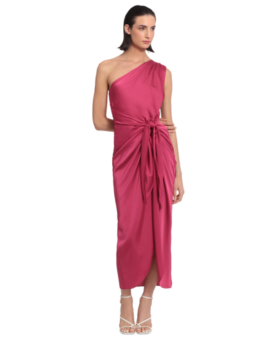 Shop Donna Morgan Women's One-shoulder Midi Dress In Vivacious