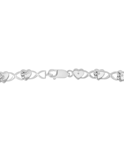 Shop Macy's Diamond Heart Link Bracelet (1/10 Ct. T.w.) In Sterling Silver, Created For