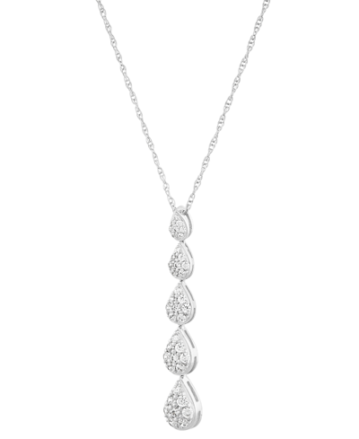 Forever Grown Diamonds Lab Grown Diamond Graduated Pear Cluster Pendant Necklace (1/2 Ct. T.w.) In Sterling Silver, 16" + 2 In Sterling Silver