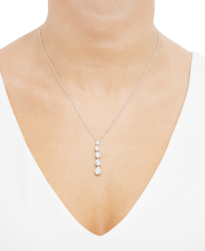 Forever Grown Diamonds Lab Grown Diamond Graduated Pear Cluster Pendant Necklace (1/2 Ct. T.w.) In Sterling Silver, 16" + 2 In Sterling Silver