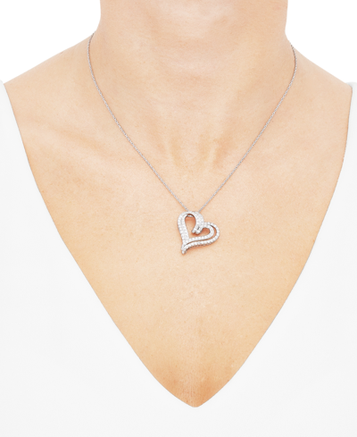 Forever Grown Diamonds Lab Grown Diamond Double Heart Pendant Necklace (1 Ct. T.w.) In Sterling Silver, 16" + 2" Extender In Sterling Silver