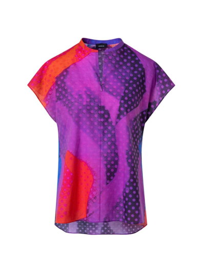 Shop Akris Women's Cotton Tunic Blouse In Purple Multicolor