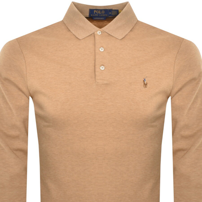Shop Ralph Lauren Long Sleeved Polo T Shirt Beige