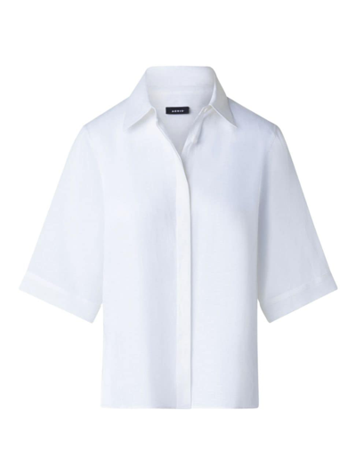 Shop Akris Women's Linen Voile Boxy Shirt In White