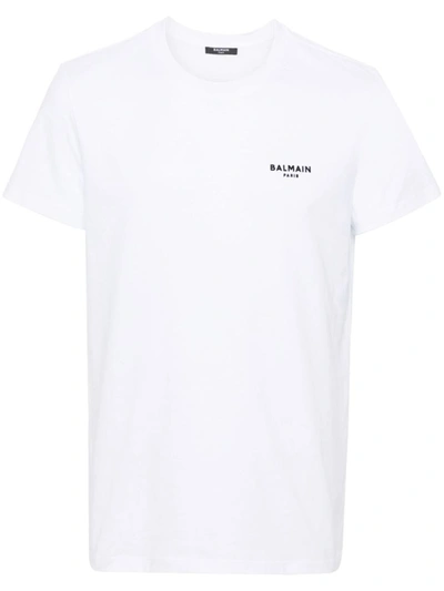 Shop Balmain Flock T-shirt Classic Fit Clothing In White