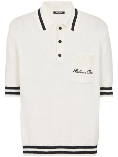 Shop Balmain Signature Cotton Polo Shirt Clothing In Brown