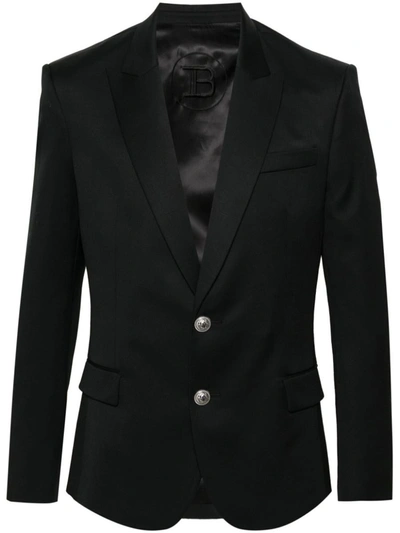 Shop Balmain Wool 2 Btn Jacket Clothing In Black