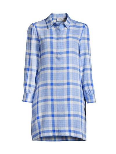 Shop Vineyard Vines Women's Plaid Cotton-blend Shirtdress In Blue Plaid