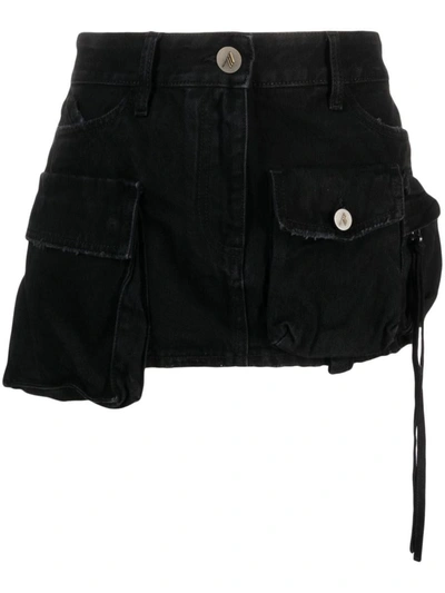 Shop Attico The  Fay Cargo Denim Miniskirt In Black