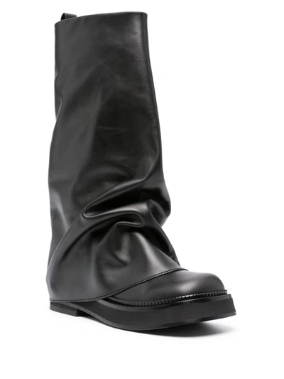 Shop Attico The  Robin Layered Leather Boots In Black