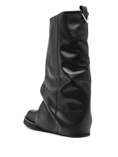 Shop Attico The  Robin Layered Leather Boots In Black