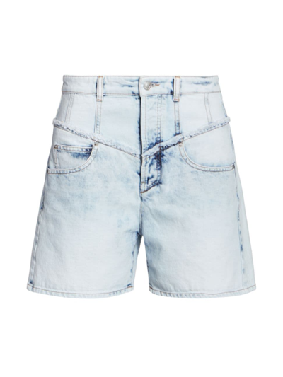Shop Isabel Marant Women's Oreta Layered Denim Shorts In Light Blue