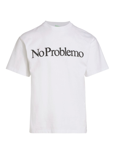 Shop Aries Men's No Problemo Cotton Short-sleeve T-shirt In White