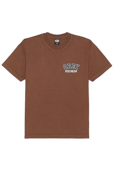 Shop Obey Records Tee In Sepia