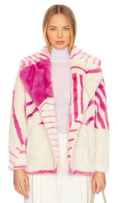 Shop Jakke Rita Coat In Pink Stripe