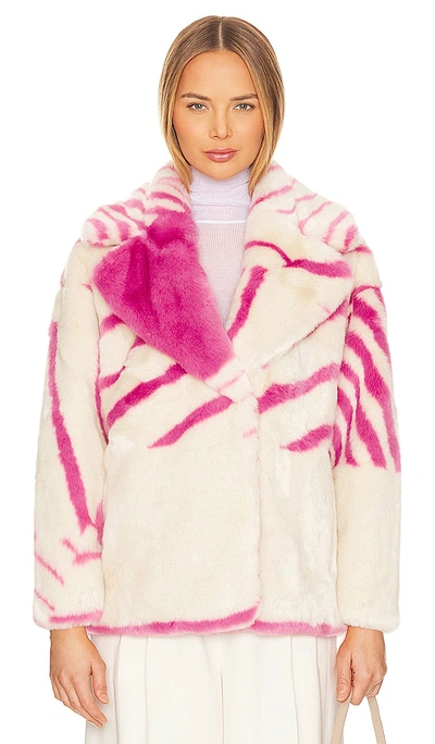Shop Jakke Rita Coat In Pink Stripe