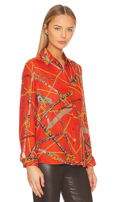 Shop L Agence Nina Shirt In Red Clay Belt Print