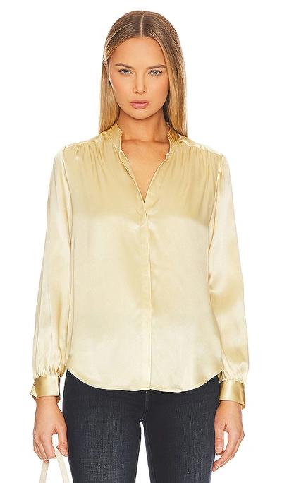 Shop L Agence Bianca Band Collar Blouse In Marzipan