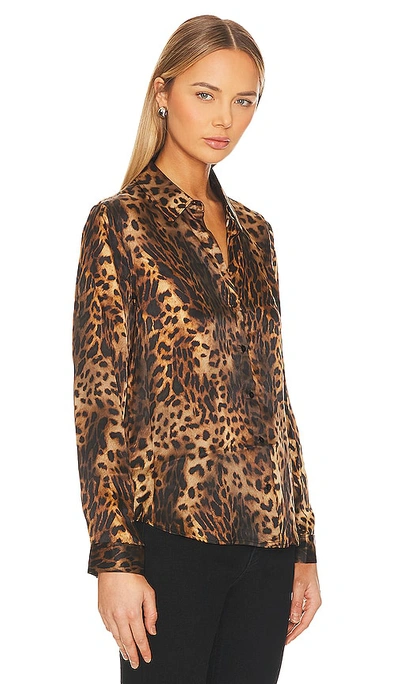 Shop L Agence Tyler Shirt In Brown Leopard